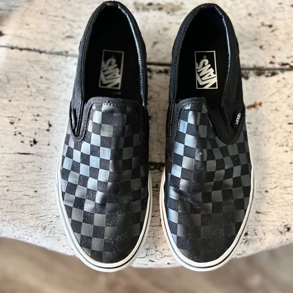 Vans slip-on Checkerboard Shoes - Black Check -9M - Picture 6 of 7